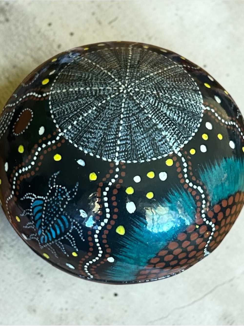 Vintage Tobwabba Art Aboriginal Papier-Mâché Trinket Box - 3"